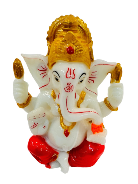 Beautiful & Colorful Fiber Very Small Ganesh Statue - 4" # 10