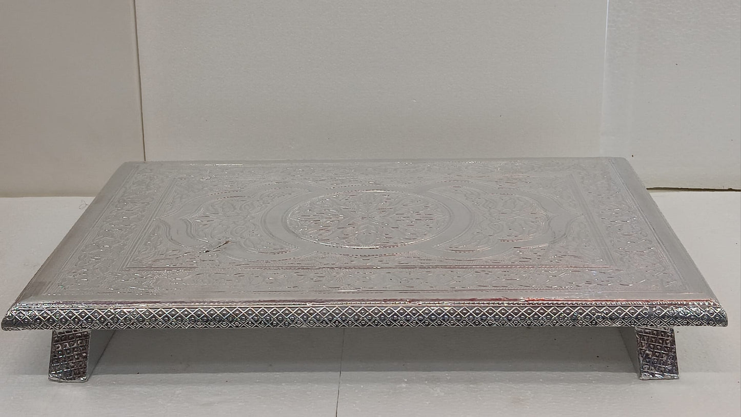 Silver Ethnic Carving Patala / Bajot for Pooja Room