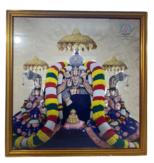 Golden Glass Framed Picture of Sri Venkateshwara Swamy # 5 - 18.30 x 16"