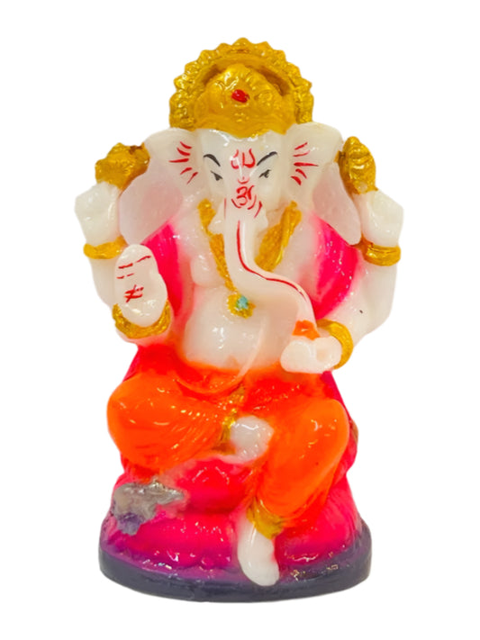 Beautiful & Colorful Fiber Very Small Ganesh Statue - 4" # 11