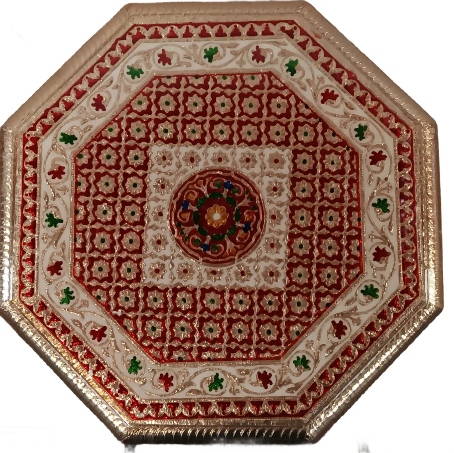 Golden Traditional Heavy Meenakari Ashtkon Stool - 18" (3-Colors)