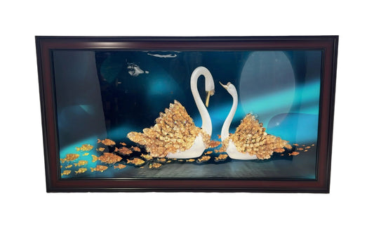 Beautiful Wooden Fiber Acrylic Wall Piece of Swan # 1 - 26 x 14.10"