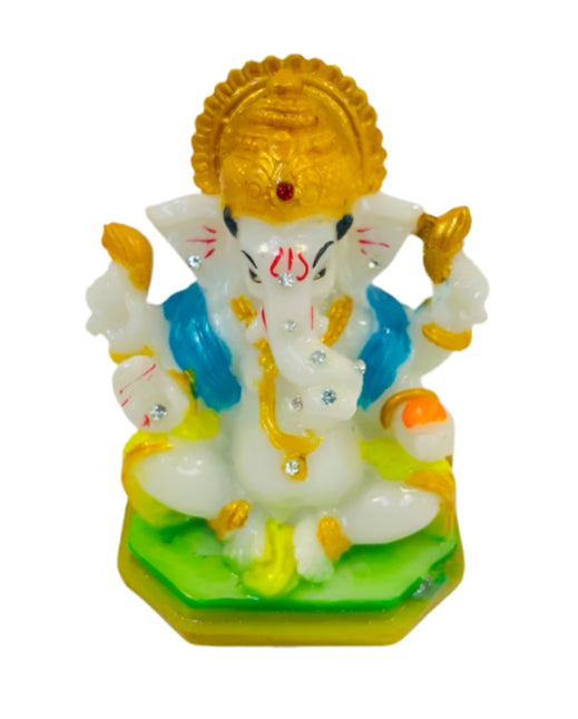 Beautiful & Colorful Fiber Very Small Ganesh Statue - 4" # 13