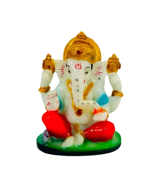 Beautiful & Colorful Fiber Very Small Ganesh Statue - 4" # 16