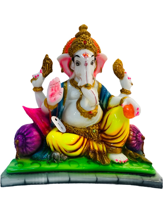 Beautiful & Colorful Design of Fiber Ganesh Statue - 11" # 4