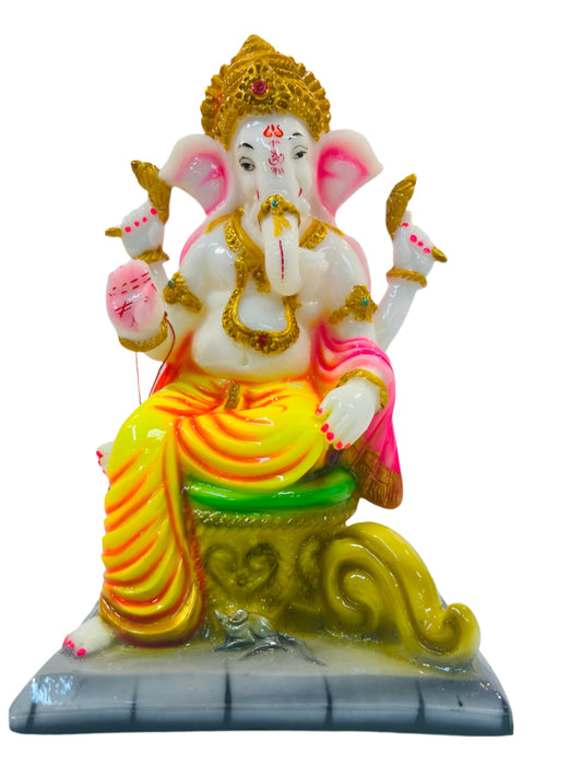 Beautiful & Colorful Fiber Ganesh Statue - 11.5" # 6