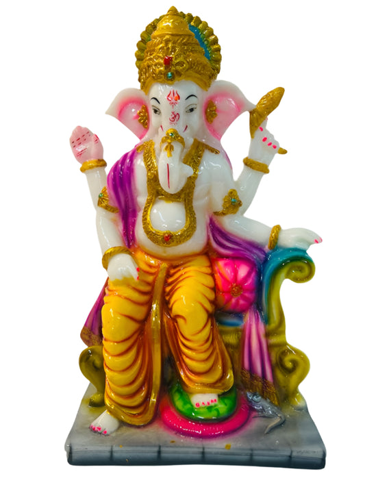 Beautiful & Colorful Fiber Ganesh Statue - 12" # 7