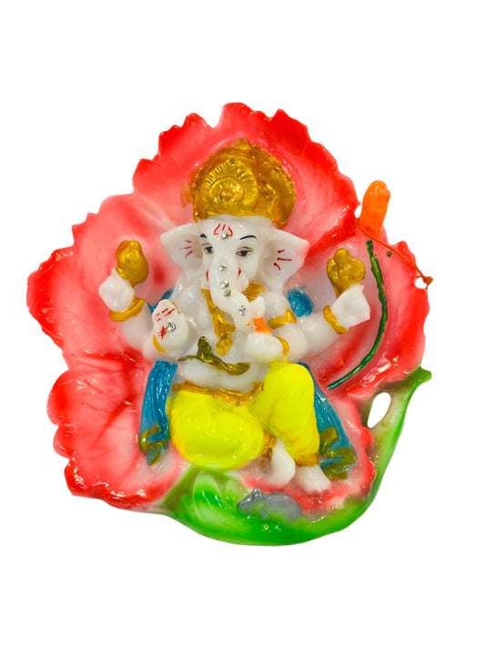 Beautiful & Colorful Fiber Small Ganesh Statue - 4" # 20