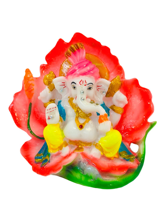 Beautiful & Colorful Fiber Small Ganesh Statue - 4" # 21
