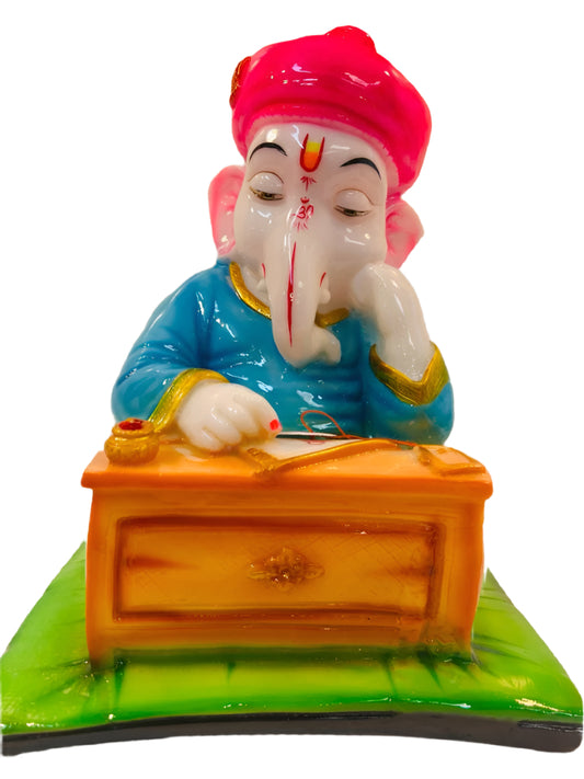 Beautiful & Colorful Fiber Ganesh Statue in Munim Style - 12" # 9