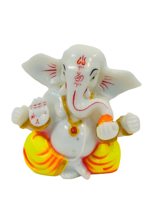 Beautiful & Colorful Fiber Small Ganesh Statue - 4.75" # 24