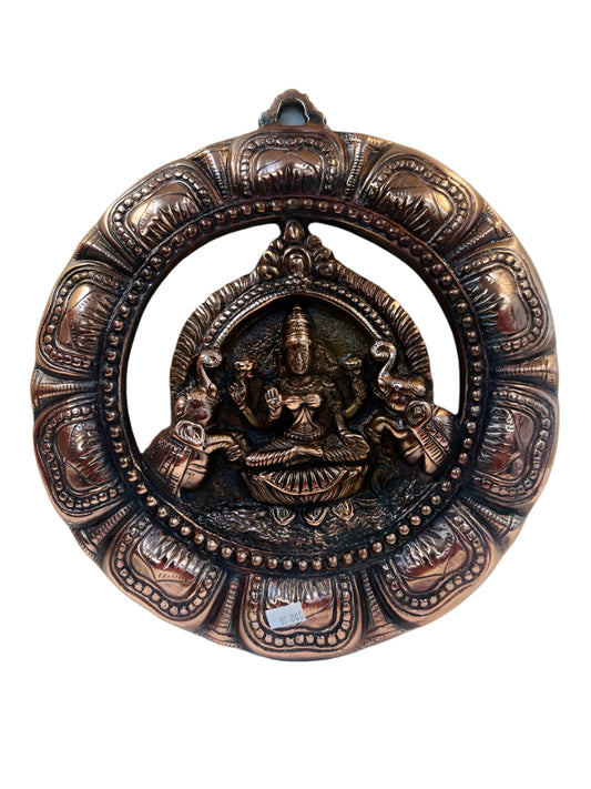 Black Metal Antique Wall Hanging Decor of Goddess Laxmi Mata - 12.5"