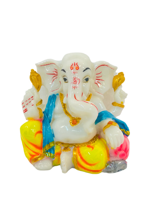 Beautiful & Colorful Fiber Small Ganesh Statue - 4.5" # 26