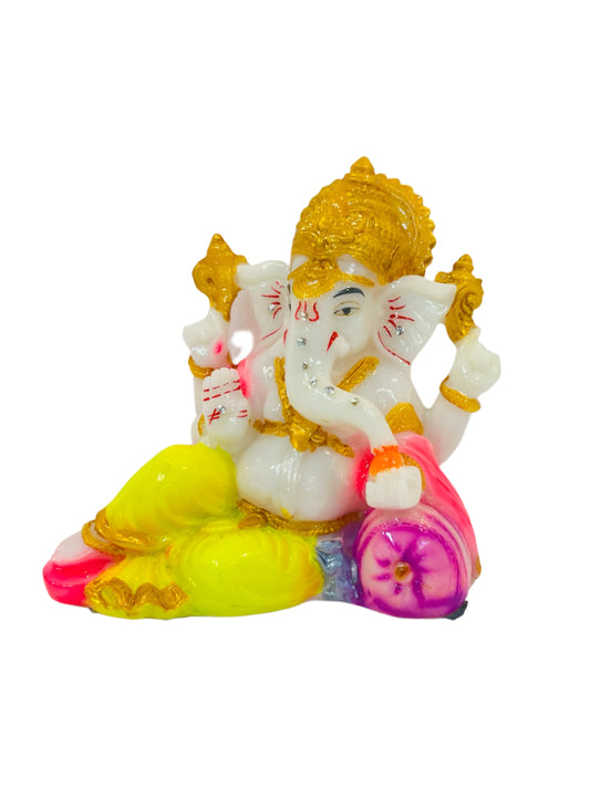 Beautiful & Colorful Fiber Small Ganesh Statue - 4.5" # 27