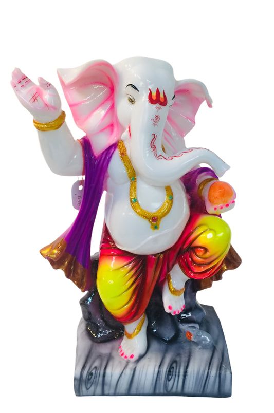 Beautiful & Colorful Fiber Dancing Ganesh Statue - 14.25" # 16