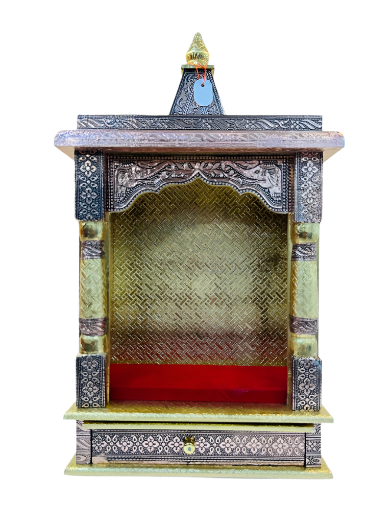 Traditional Aluminium Oxi. & Golden Plated Temple W/ Cushion (Open)- 21"