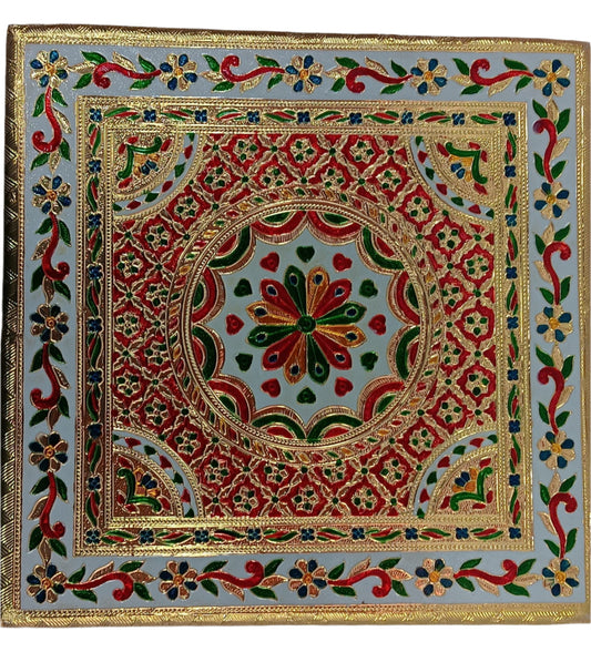 Golden Ethnic Traditional Meenakari Work Square Bajot 12" - 24"