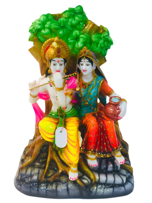 Beautiful & Colorful Fiber Statue of Radha Krishna Under The Tree - 14.5"