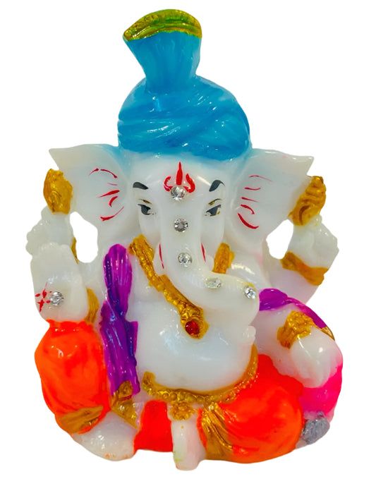 Beautiful & Colorful Fiber Very Small Ganesh Statue - 2.75" # 3