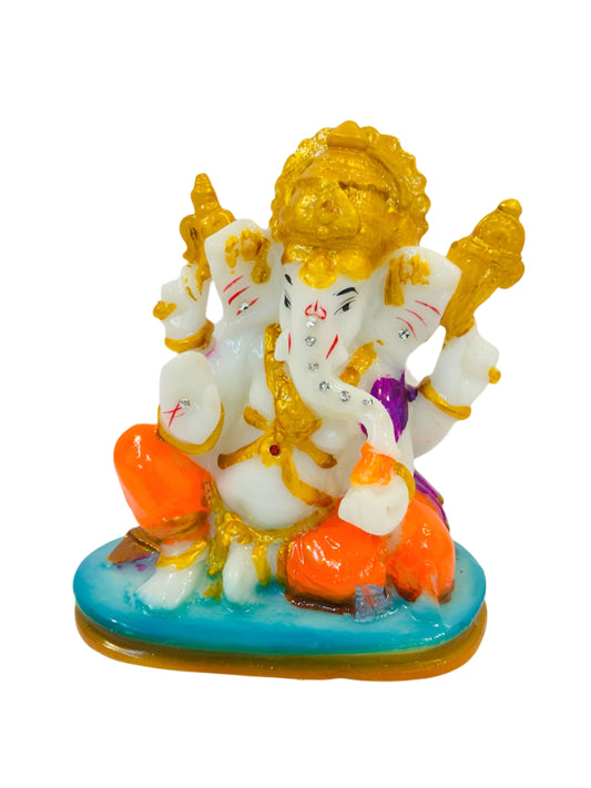 Beautiful & Colorful Fiber Small Ganesh Statue - 5" # 31