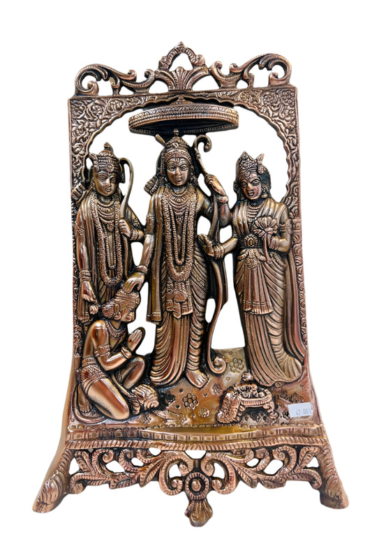 Black Metal Antique Wall Hanging Decor of Ram Darbar - 16"