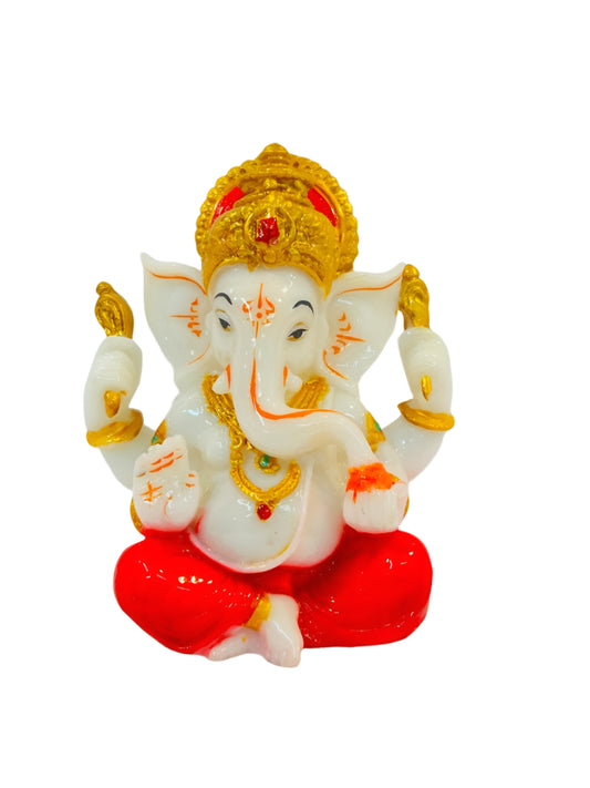 Beautiful & Colorful Fiber Small Ganesh Statue - 5.25" # 33