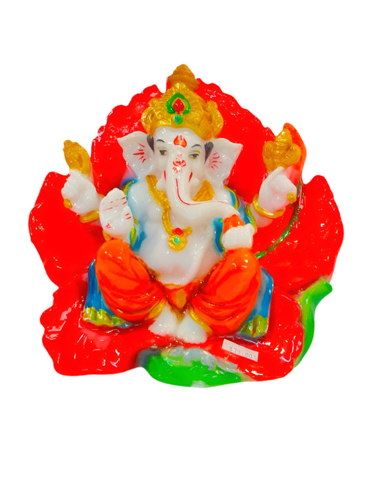 Beautiful & Colorful Fiber Small Ganesh Statue - 5.25" # 34