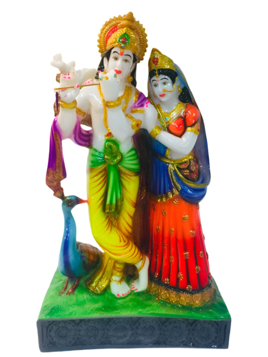 Beautiful & Colorful Fiber Statue of Radha Krishna - 16.5"