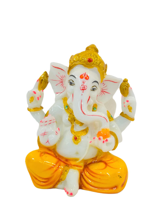 Beautiful & Colorful Fiber Medium Ganesh Statue - 6" # 41