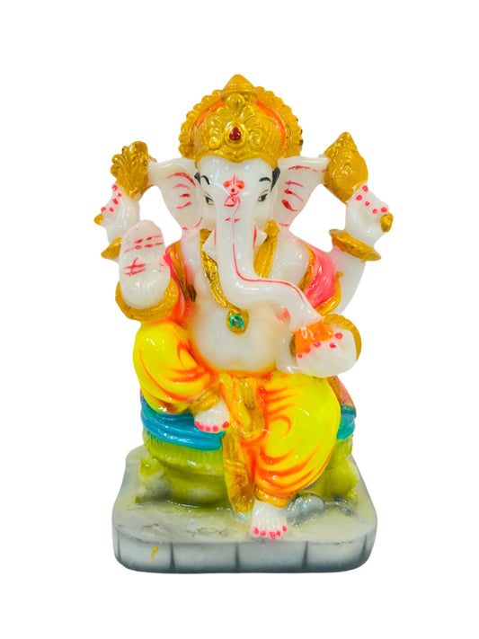 Beautiful & Colorful Fiber Medium Ganesh Statue - 6" # 42