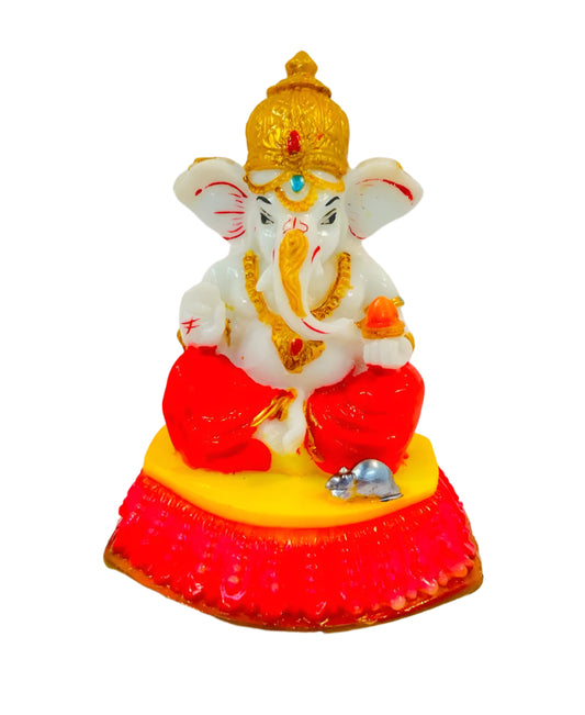Beautiful & Colorful Fiber Medium Ganesh Statue - 6" # 44