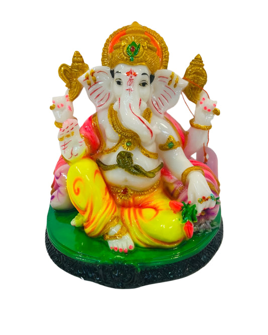 Beautiful & Colorful Fiber Medium Ganesh Statue - 6" # 46
