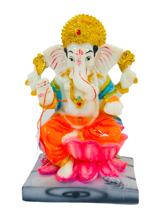 Beautiful & Colorful Fiber Medium Ganesh Statue - 6.5" # 48