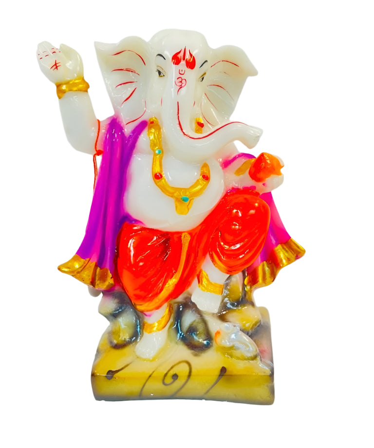 Beautiful & Colorful Fiber Medium Ganesh Statue - 6.75" # 49