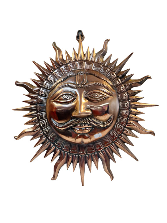 Black Metal Antique Wall Hanging Decor of Sun / Surya - 16" # 3
