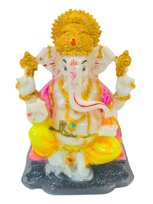 Beautiful & Colorful Fiber Medium Ganesh Statue - 7" # 50