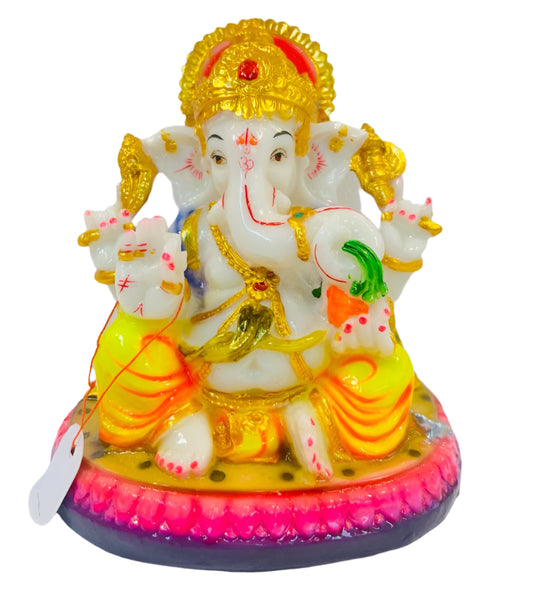 Beautiful & Colorful Fiber Medium Ganesh Statue - 7.25" # 57