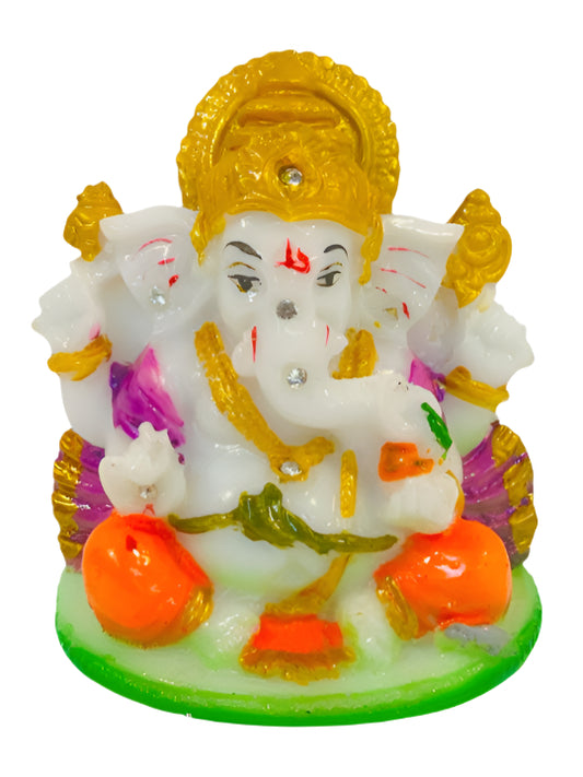 Beautiful & Colorful Fiber Very Small Ganesh Statue - 3" # 5