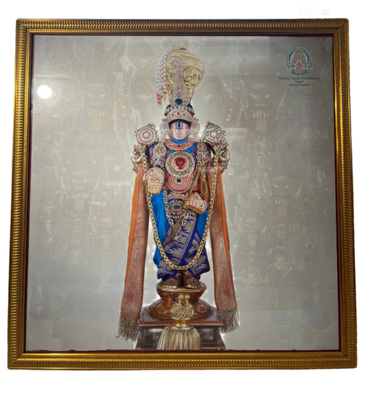 Golden Glass Framed Picture of Tirupati Balaji # 3 - 18.80 x 19.20"