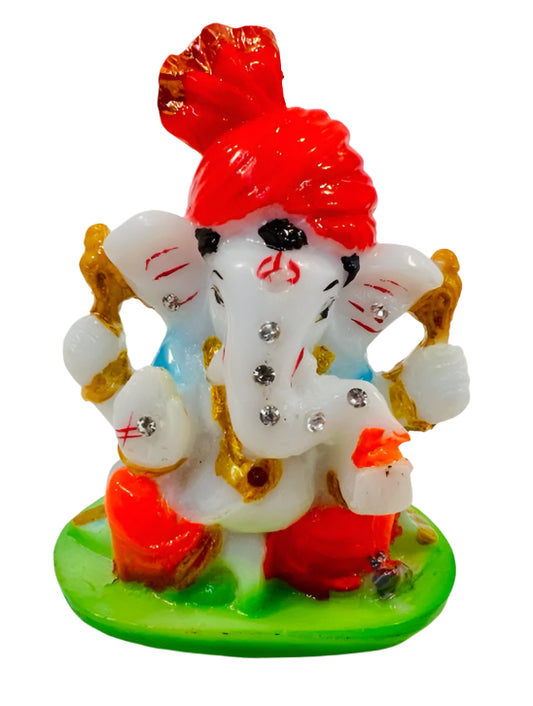 Beautiful & Colorful Fiber Very Small Ganesh Statue - 3" # 6