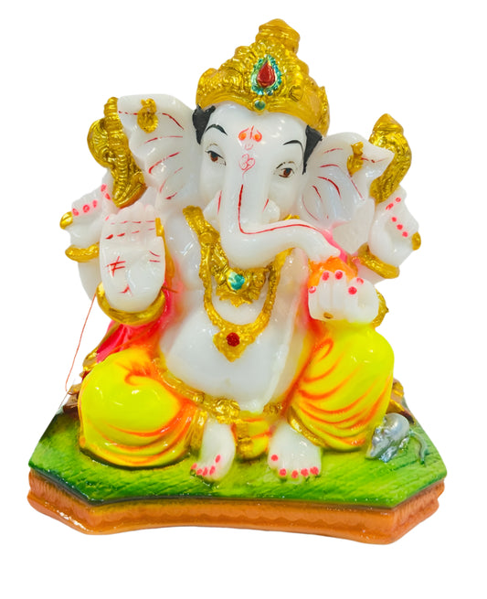Beautiful & Colorful Fiber Medium Ganesh Statue - 8" # 63