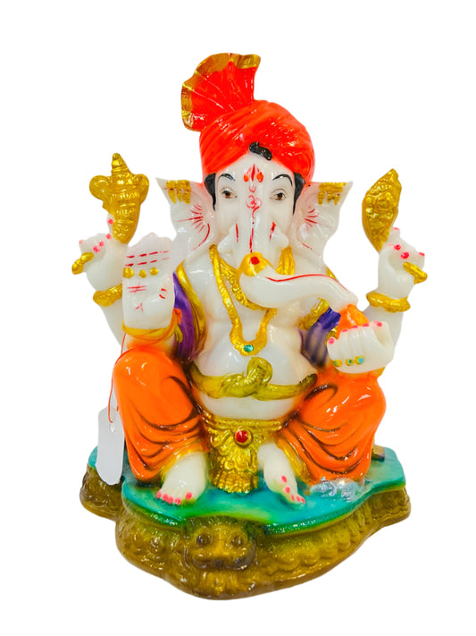 Beautiful & Colorful Fiber Medium Ganesh Statue - 8.5" # 65