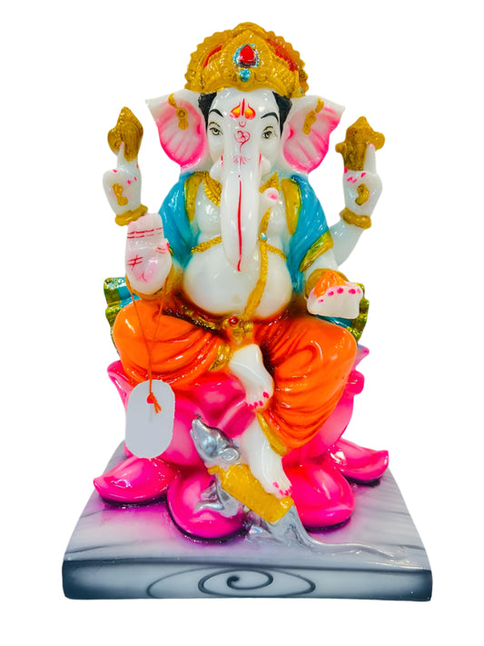 Beautiful & Colorful Fiber Medium Ganesh Statue - 10.25" # 66