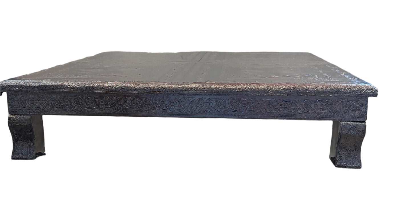 Silver Carved Aluminum Bajot / Indian Table (Chowki) - 12" to 24"