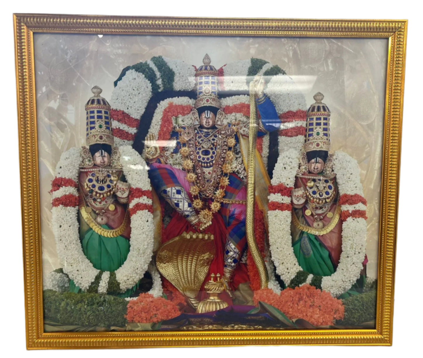 Golden Glass Framed Picture of Sri Venkateshwara Swamy # 1 - 18.30 x 16"