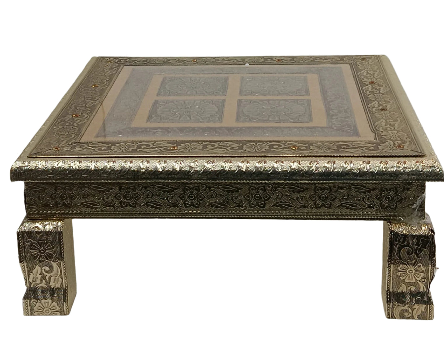 Golden Oxidized Traditional Rexin Desgin Carved Bajot - 12 - 18"