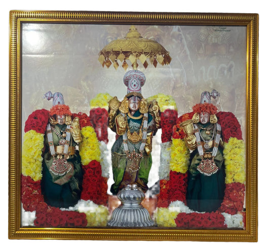 Golden Glass Framed Picture of Sri Venkateshwara Swamy # 3 - 18.30 x 16"
