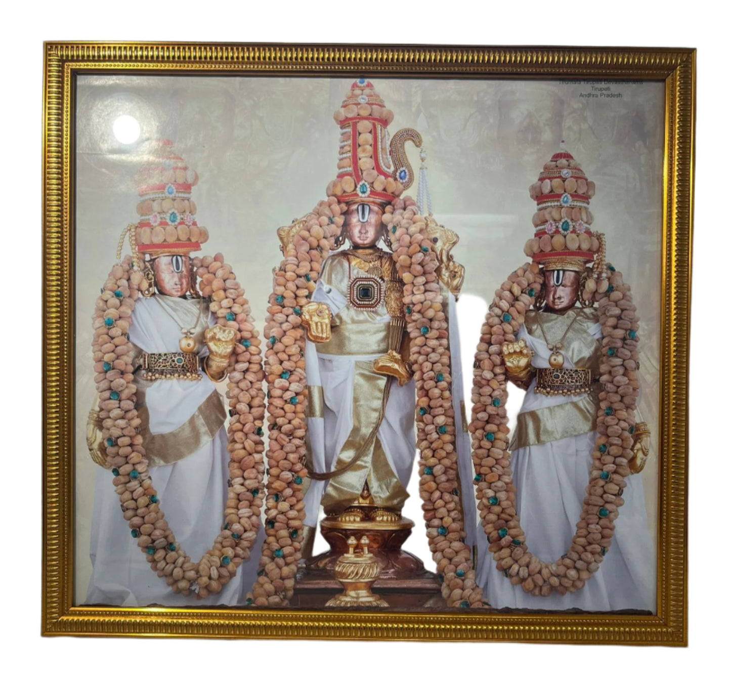 Golden Glass Framed Picture of Sri Venkateshwara Swamy # 4 - 18.30 x 16"