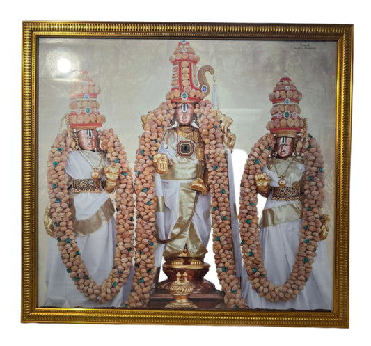 Golden Glass Framed Picture of Sri Venkateshwara Swamy # 4 - 18.30 x 16"