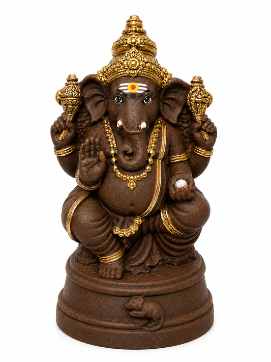 Clay Ganpati New Kamalar Small - 8 inch